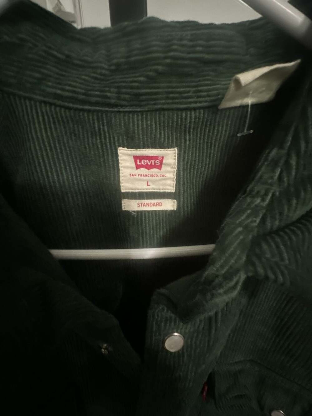 Levi's Classic Standard Fit Corduroy Western Shirt - Dark Green#757 - Picture 2 of 4